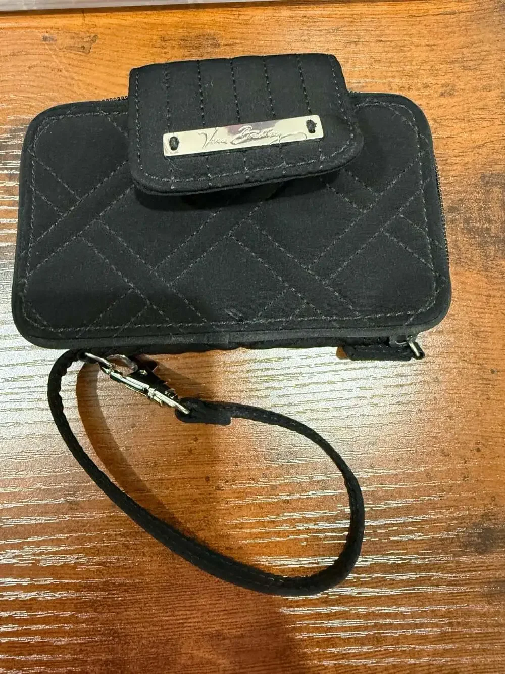 Vera Bradley Quilted Black Smartphone Wristlet Wallet with ID Holder